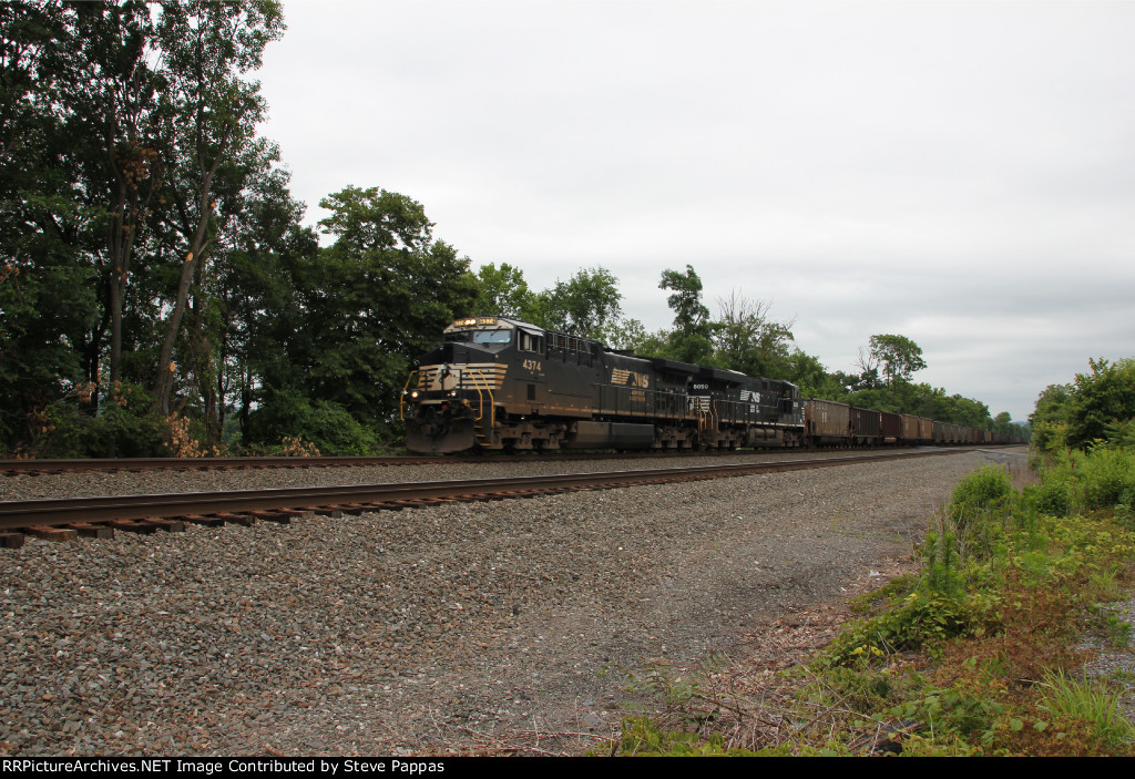 NS 4374 leading a string of coal empties